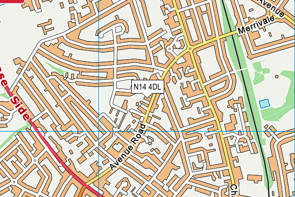 N14 4DL map - OS VectorMap District (Ordnance Survey)