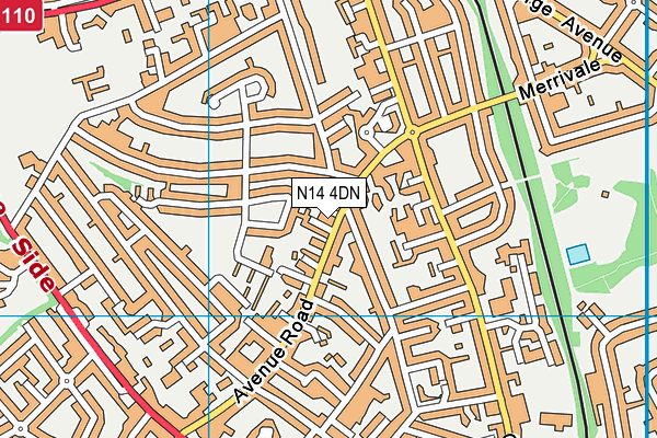 N14 4DN map - OS VectorMap District (Ordnance Survey)