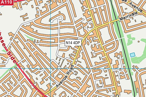 N14 4DP map - OS VectorMap District (Ordnance Survey)