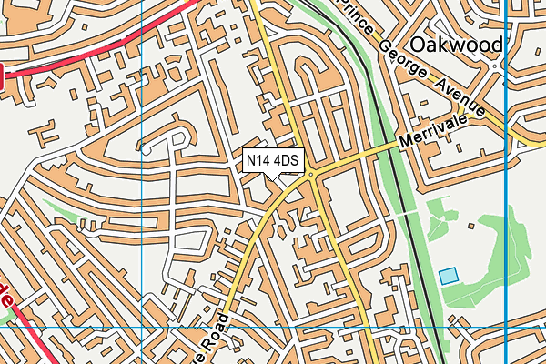 N14 4DS map - OS VectorMap District (Ordnance Survey)