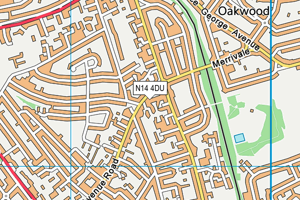 N14 4DU map - OS VectorMap District (Ordnance Survey)
