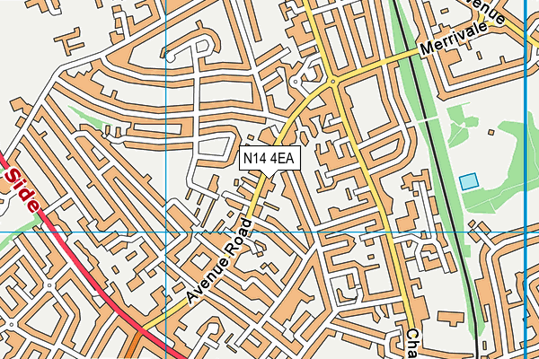 N14 4EA map - OS VectorMap District (Ordnance Survey)