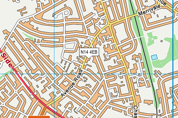 N14 4EB map - OS VectorMap District (Ordnance Survey)