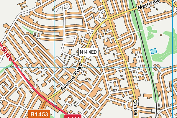N14 4ED map - OS VectorMap District (Ordnance Survey)