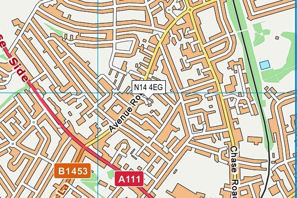 N14 4EG map - OS VectorMap District (Ordnance Survey)