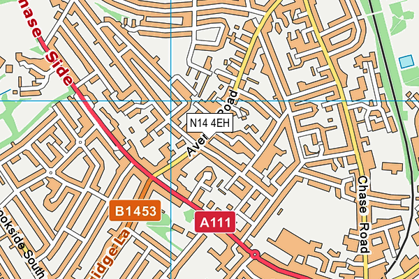 N14 4EH map - OS VectorMap District (Ordnance Survey)