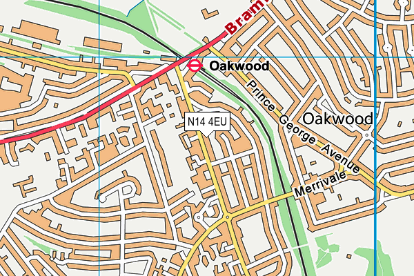 N14 4EU map - OS VectorMap District (Ordnance Survey)