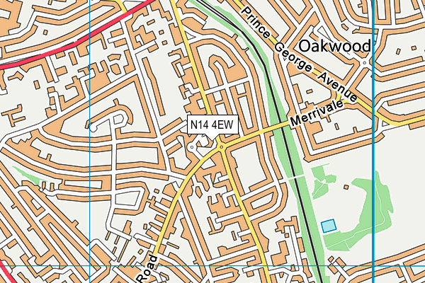 N14 4EW map - OS VectorMap District (Ordnance Survey)