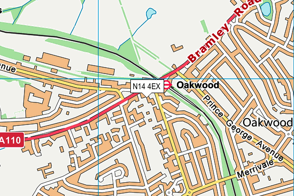 N14 4EX map - OS VectorMap District (Ordnance Survey)
