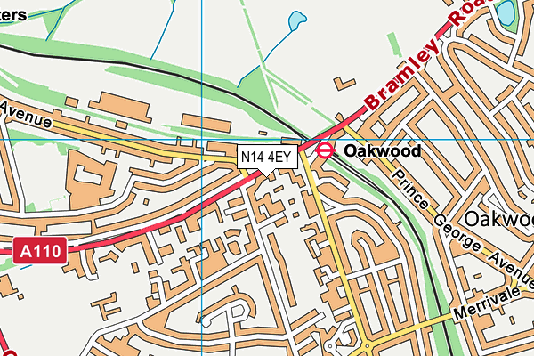 N14 4EY map - OS VectorMap District (Ordnance Survey)
