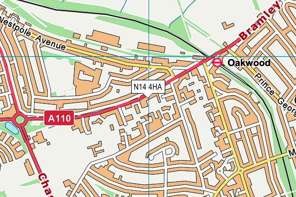 N14 4HA map - OS VectorMap District (Ordnance Survey)