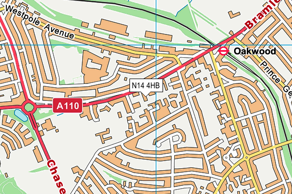 N14 4HB map - OS VectorMap District (Ordnance Survey)