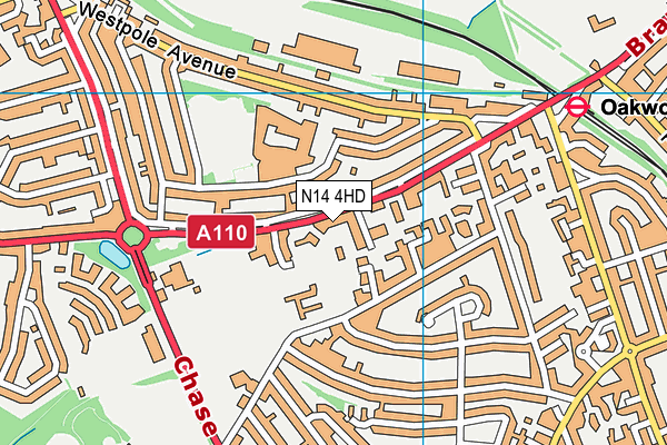 N14 4HD map - OS VectorMap District (Ordnance Survey)