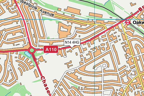 N14 4HG map - OS VectorMap District (Ordnance Survey)