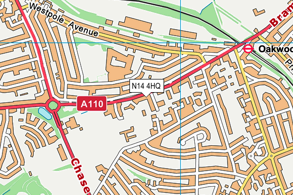 N14 4HQ map - OS VectorMap District (Ordnance Survey)