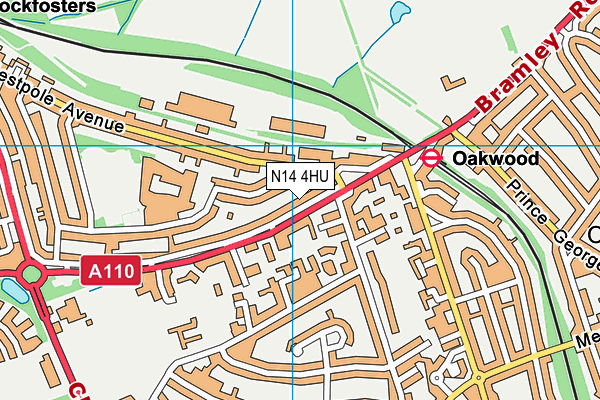 N14 4HU map - OS VectorMap District (Ordnance Survey)