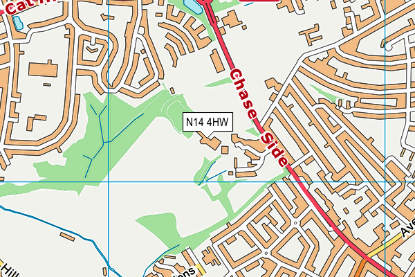 N14 4HW map - OS VectorMap District (Ordnance Survey)