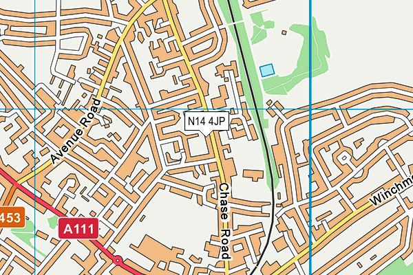 N14 4JP map - OS VectorMap District (Ordnance Survey)