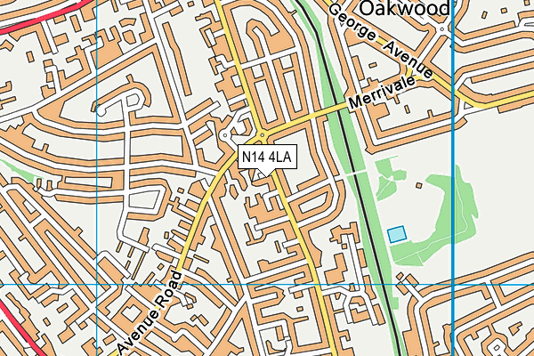 N14 4LA map - OS VectorMap District (Ordnance Survey)