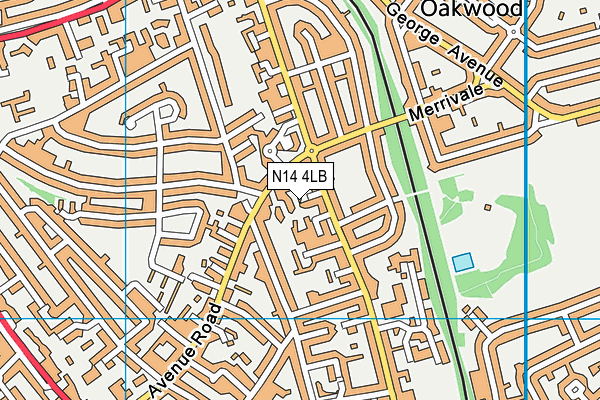 N14 4LB map - OS VectorMap District (Ordnance Survey)