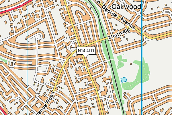 N14 4LD map - OS VectorMap District (Ordnance Survey)