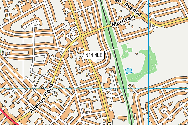 N14 4LE map - OS VectorMap District (Ordnance Survey)