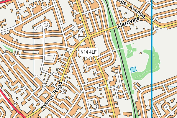 N14 4LF map - OS VectorMap District (Ordnance Survey)