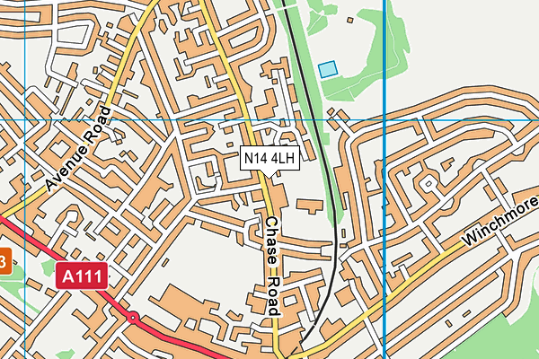 N14 4LH map - OS VectorMap District (Ordnance Survey)