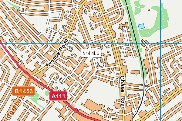 N14 4LU map - OS VectorMap District (Ordnance Survey)