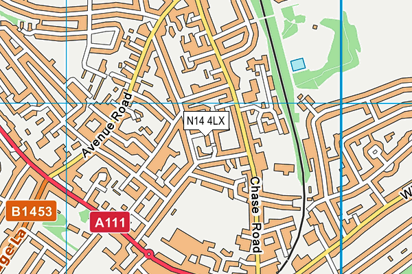 N14 4LX map - OS VectorMap District (Ordnance Survey)