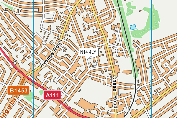 N14 4LY map - OS VectorMap District (Ordnance Survey)