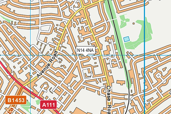 N14 4NA map - OS VectorMap District (Ordnance Survey)
