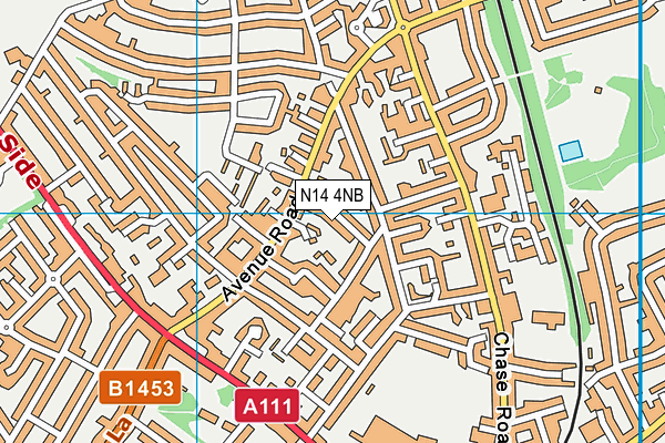 N14 4NB map - OS VectorMap District (Ordnance Survey)