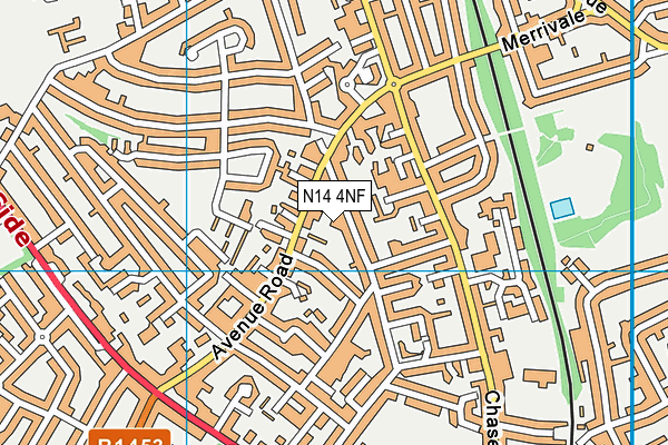 N14 4NF map - OS VectorMap District (Ordnance Survey)