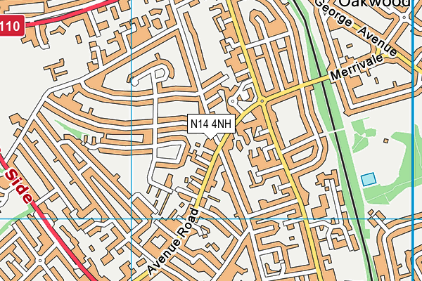 N14 4NH map - OS VectorMap District (Ordnance Survey)