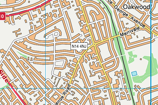 N14 4NJ map - OS VectorMap District (Ordnance Survey)
