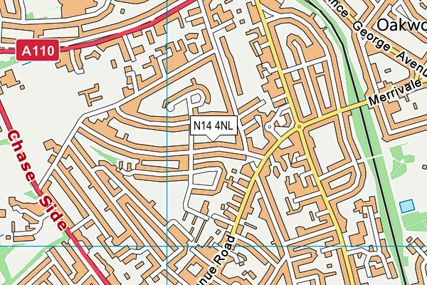 N14 4NL map - OS VectorMap District (Ordnance Survey)