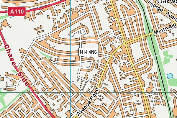 N14 4NS map - OS VectorMap District (Ordnance Survey)