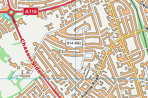 N14 4NU map - OS VectorMap District (Ordnance Survey)