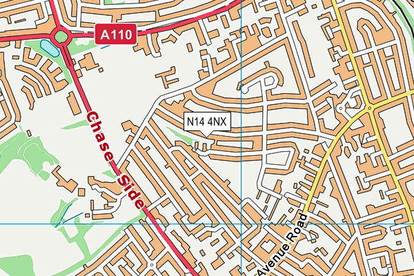 N14 4NX map - OS VectorMap District (Ordnance Survey)
