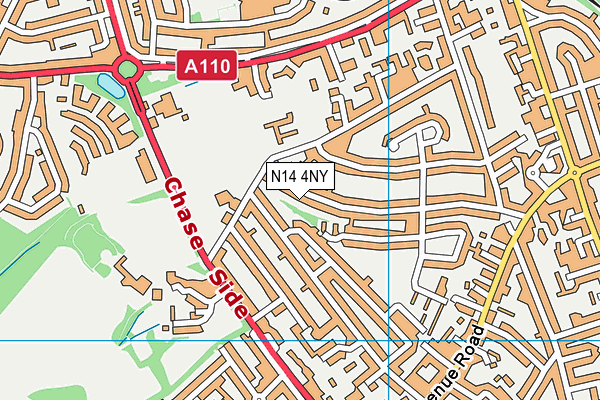 N14 4NY map - OS VectorMap District (Ordnance Survey)