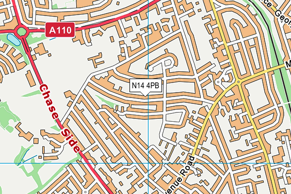 N14 4PB map - OS VectorMap District (Ordnance Survey)