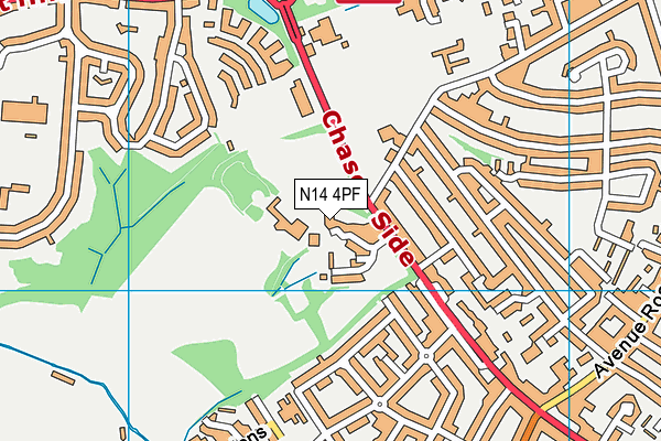 N14 4PF map - OS VectorMap District (Ordnance Survey)