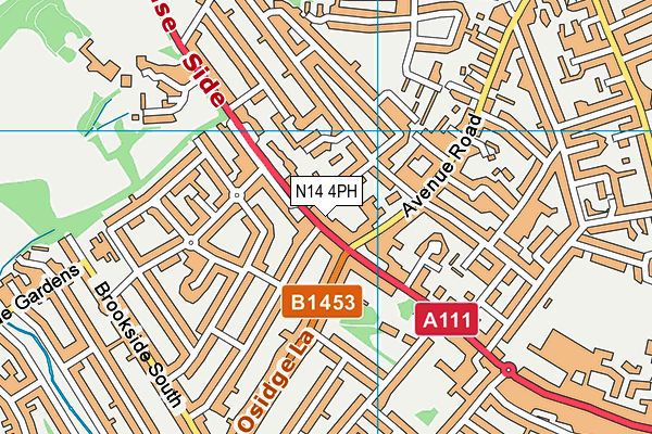 N14 4PH map - OS VectorMap District (Ordnance Survey)