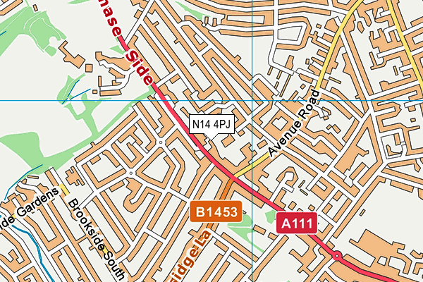 N14 4PJ map - OS VectorMap District (Ordnance Survey)