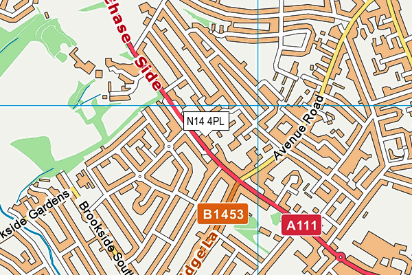 N14 4PL map - OS VectorMap District (Ordnance Survey)