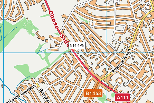 N14 4PN map - OS VectorMap District (Ordnance Survey)