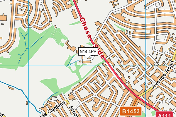 N14 4PP map - OS VectorMap District (Ordnance Survey)