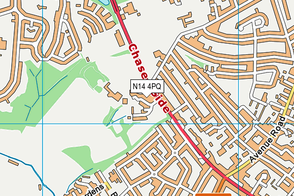 N14 4PQ map - OS VectorMap District (Ordnance Survey)