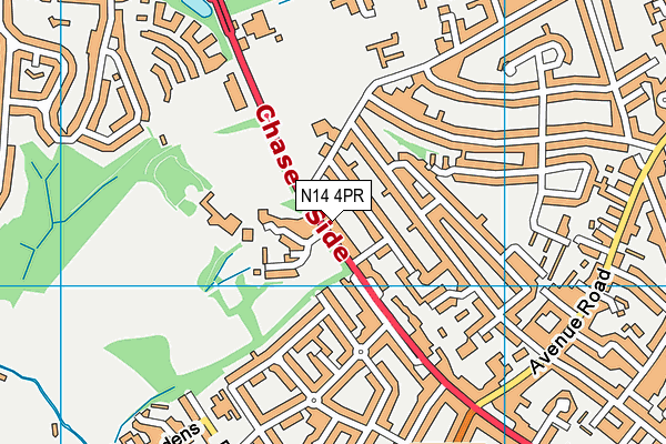 N14 4PR map - OS VectorMap District (Ordnance Survey)